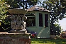 GARGOYLE STONE BIRD BATH, GARDEN CONCRETE ORNAMENT,TRIPLE GARGOYLE WINGED DOGS