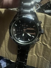 River Island Men’s black metal chronograph watch