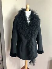 Jasper Conran faux Suede Real Mongolian Fur Afghan jacket short coat Penny Lane