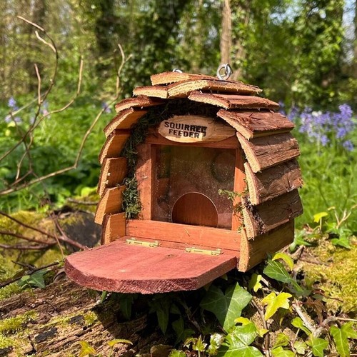 Hanging squirrel feeder wooden - hanging,