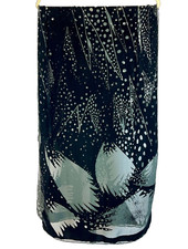 Vintage 1990's black burnout velvet scarf w/ Art Deco print GEORGINA VON ETZDORF