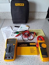 Fluke 117 Multimeter with Fluke 323 Clamp Meter and TL175 Test Leads + Case