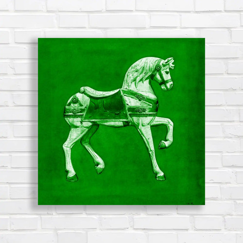 Vintage carousel horse green - carousel,