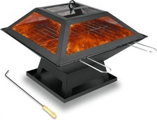 SQUARE FIRE PIT BBQ GRILL