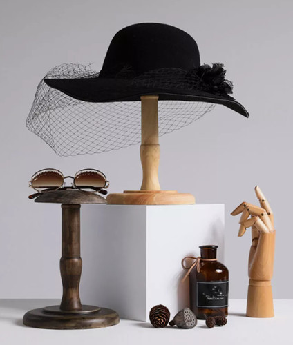 Vintage wood mannequin hat - wood,