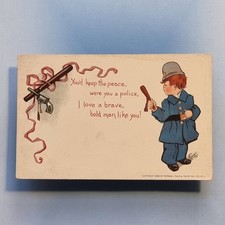 E Curtis Postcard C1910 Police Keep Peace Bold Brave Truncheon Gun Tuck Chromo
