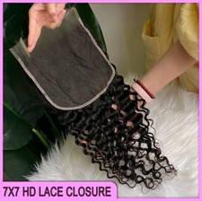 12A 16INCH 7X7 EXTRA WIDIEST HD LACE CLOSURE BRAZILIAN HUMAN HAIR DEEP WAVE 90G