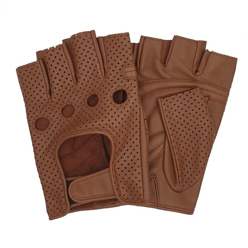 Leather fingerless gloves - leather,