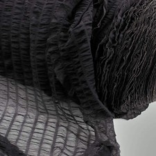 Black Sheer Ruffle Knit Mesh Stretch Crinkle Textured Mesh Lingerie Fabric