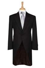 Ben Sherman Black Tailcoat Jacket Slim Fit Wool Lightweight Plain Wedding Mens