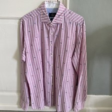 Hackett Men’s Shirt With Fish Motif. Size Large, Slim Fit