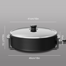 4/8L Large Electric Frying Pan with Glass Lid Multi-Function Healthy Cooker Pot 