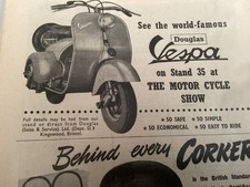 VESPA DOUGLAS H.M.F. DUEL SEATS / WINDSCREEN ADVERT PERIOD 53 MOTORCYCLE ARTICLE