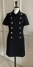 Jaeger Vintage Mod Black Wool Convertible Shirt Dress, Size UK 10