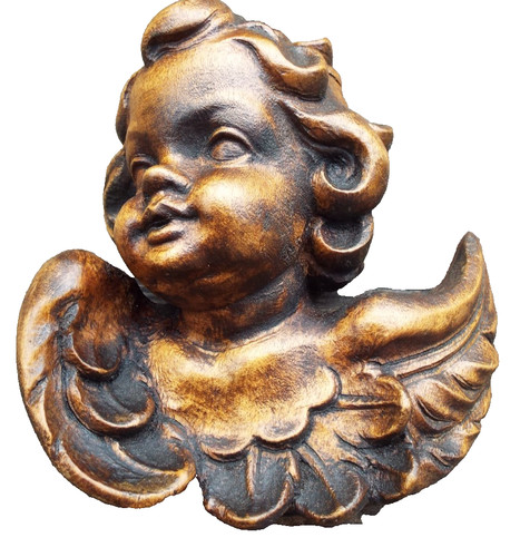Carved oak cherub - carved,