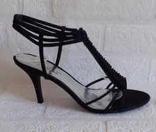 Lunar Elegance Woman's Black Stiletto Heeled Strappy Sandal - Size 40 eu - 7 uk