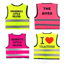 Boys Hi Vis Vest Waistcoat  Logo Printed Safety Pink Yellow Reflect Girls Kids
