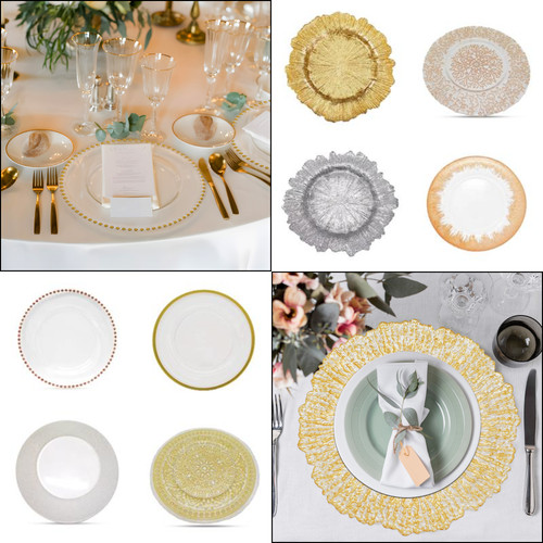 Glass charger plates 33cm - glass,