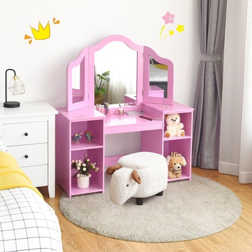 Pink vanity table for kids - pink,