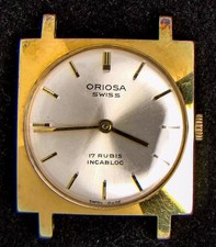 Oriosa Square Gold-Plated Men's Hand-Wind Vintage Swiss Watch -- Running