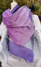 95% Lambswool/5% Cashmere Stole/Shawl/Wrap, Soft Ombre - Lilac, 190 x 70cm