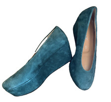 CANAPE MADE IN ITALY GREEN SUEDE PLATFORM WOMEN'S SHOES Sz EU 39/US8.5 NWOB