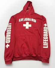 Lifeguard Hoodie Large Size L New Red Front Back Logo Cotton Blend Pullover