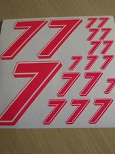 Fluorescent Pink W/Wht #7's  Racing Numbers Vinyl Decal Sheet 1/10-1/12 slr/cash