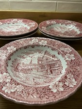 VTG 5x Royal Tudor Ware Coaching Taverns 9" Rimmed Plates Soup or Dessert Bowls