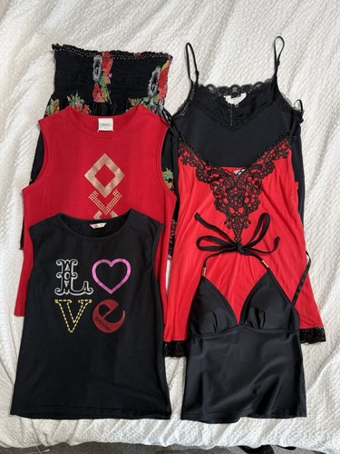 Black red y2k cami vest - , top