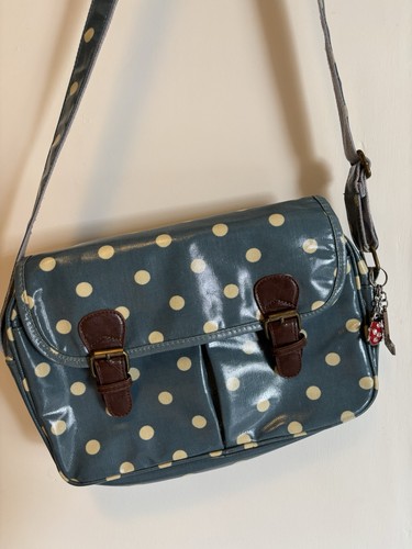 Blue oilcloth polka - oilcloth, dot