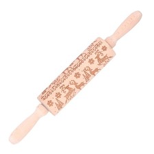 Snowflake Deer Embossed Rolling Pin 35cm 3D Pattern Highly Durable Moisturep HOT