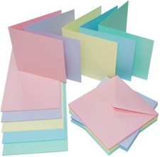 40 Assorted Pastel Colour 6 x 6" Blank Cards & Envelopes Square Card Making 2308