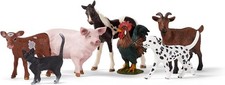 SCHLEICH Farm World - 7 PC Farm Animal Playset with Dog, Cat, Pig, Goat, Rooste