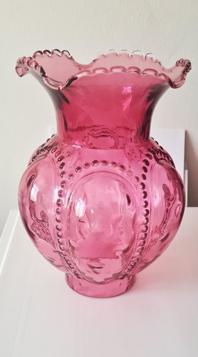 Vintage pink glass oil lamp - vintage,