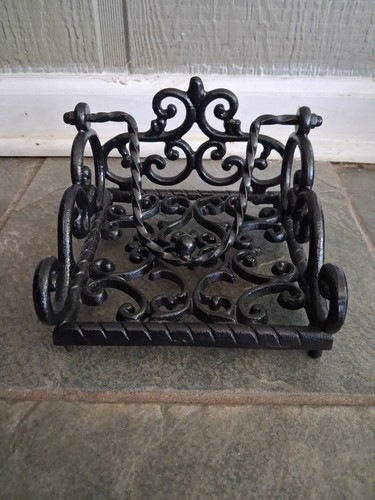 Vtg black wrought iron napkin - black,