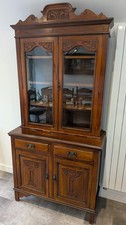 Victorian Bookcase Display Cabinet Solid Wood With Shelves Drawers And Cupboard