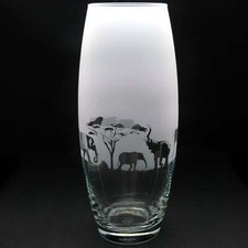Elephant Glass Botanica Vase - Hand Etched/Engraved Gift