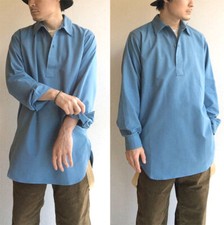 Vintage 1960s - 70s Swedish sky blue shirt civil defense army military M59