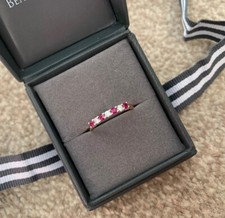NEW Stunning 9ct Gold Diamond & Ruby 7 Stone Ring Hallmarked Ernest Jones M