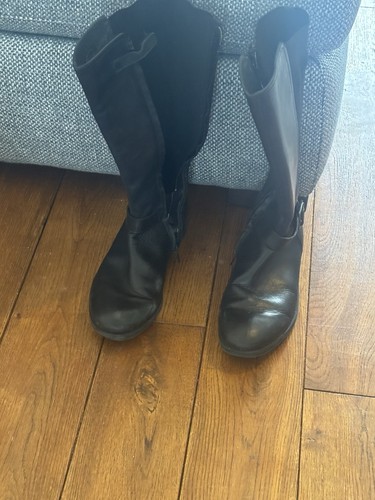 Women black leather thigh - black,
