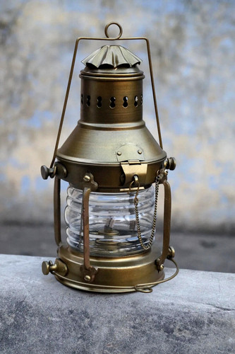 Brass antique anchor oil lamp - anchor,