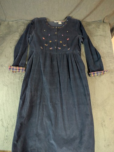 Vtg corduroy navy embroidered - corduroy,
