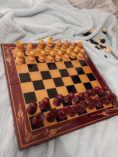 1970 vintage wooden - , chess