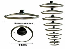 Glass Lid Cover Replacement Vented Frying Pan Saucepan Casserole Wok 14 - 40 cm