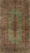 Antique Vegetable Dye Traditional Large Rug 9x15 ft Handmade Wool Green Carpet