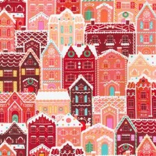Fat Quarter Robert Kaufman Tinsel Town Cherry Christmas House 100% Cotton Fabric