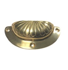 Brass Ornate Draw Pull Handle 77mm Canal & Narrowboat 