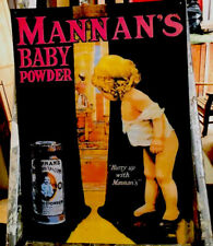metal tin vintage advertising sign Manning Baby Powder