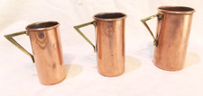 Original Vintage Copper & Brass Handled Measuring Cups. 1 Cup, 3/4 Cup, 1/2 Cup